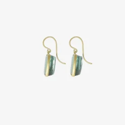 18k & faceted cushion blue green tourmaline earrings, 17.57ct