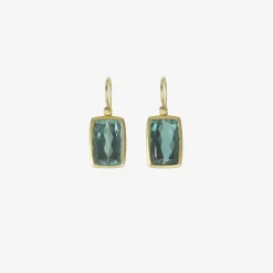 18k & faceted cushion blue green tourmaline earrings, 17.57ct