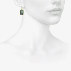18k & faceted cushion blue green tourmaline earrings, 17.57ct