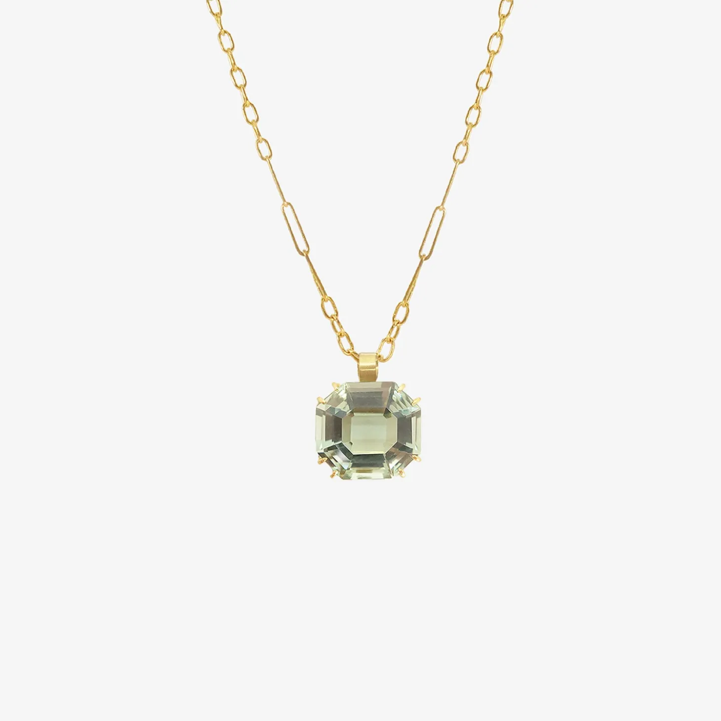 22k & faceted green amethyst pendant