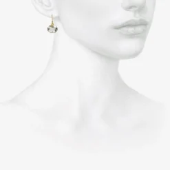 18k & faceted horizontal oval green amethyst earrings