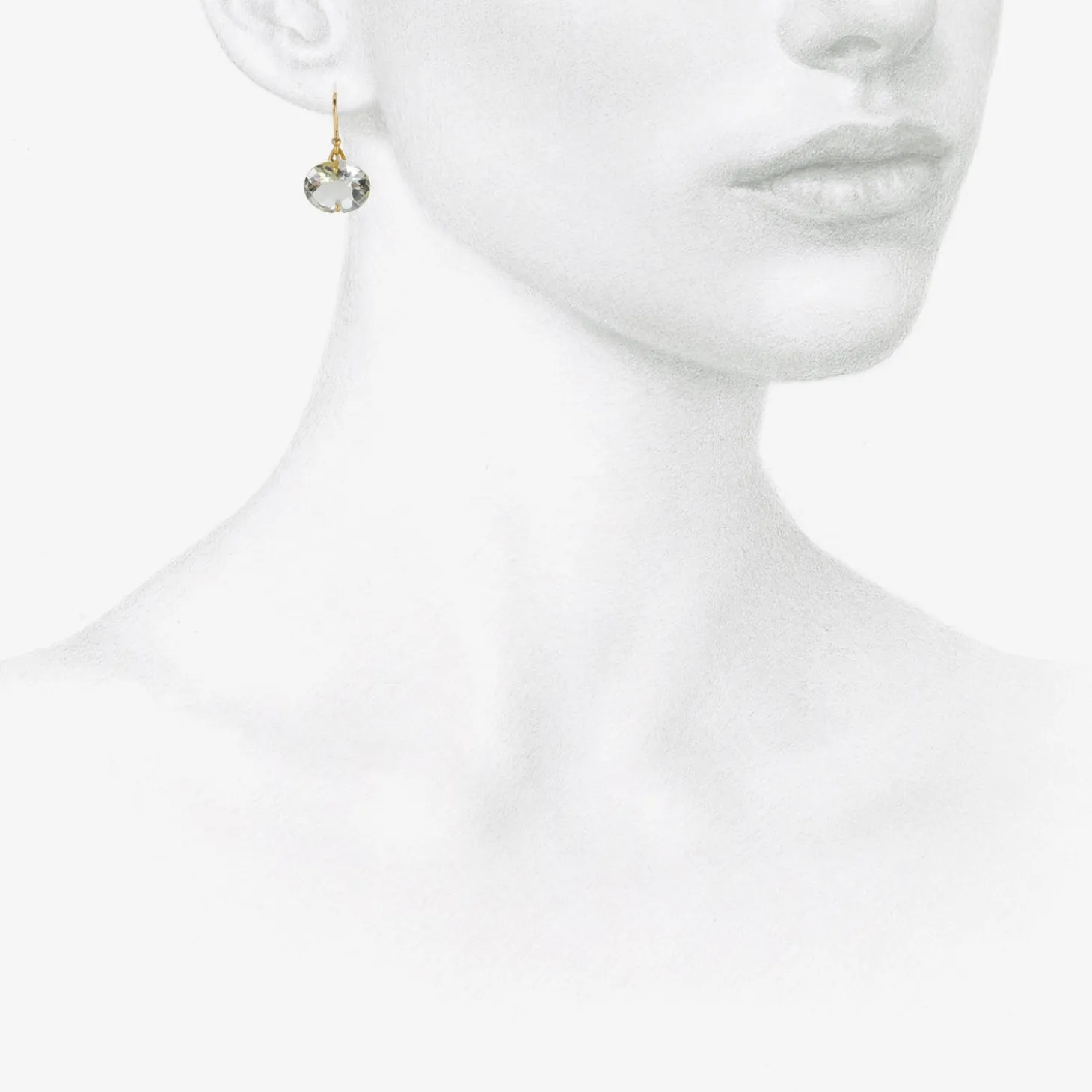 18k & faceted horizontal oval green amethyst earrings