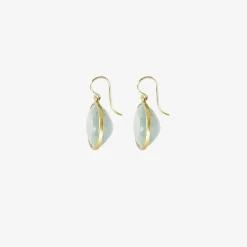 18k & faceted oval aquamarine earrings