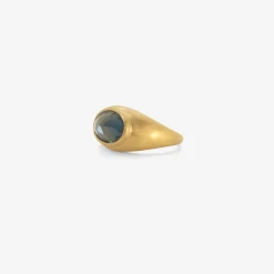 22k & faceted oval london blue topaz domed ring, 3ct
