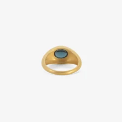 22k & faceted oval london blue topaz domed ring, 3ct