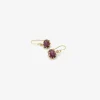 18k & faceted oval rhodolite garnet mini gem earrings