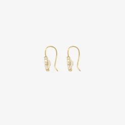 18k & faceted oval white topaz north/south drop earrings