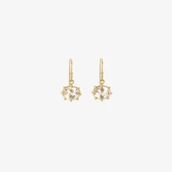 18k & faceted oval white topaz east/west mini gem earrings