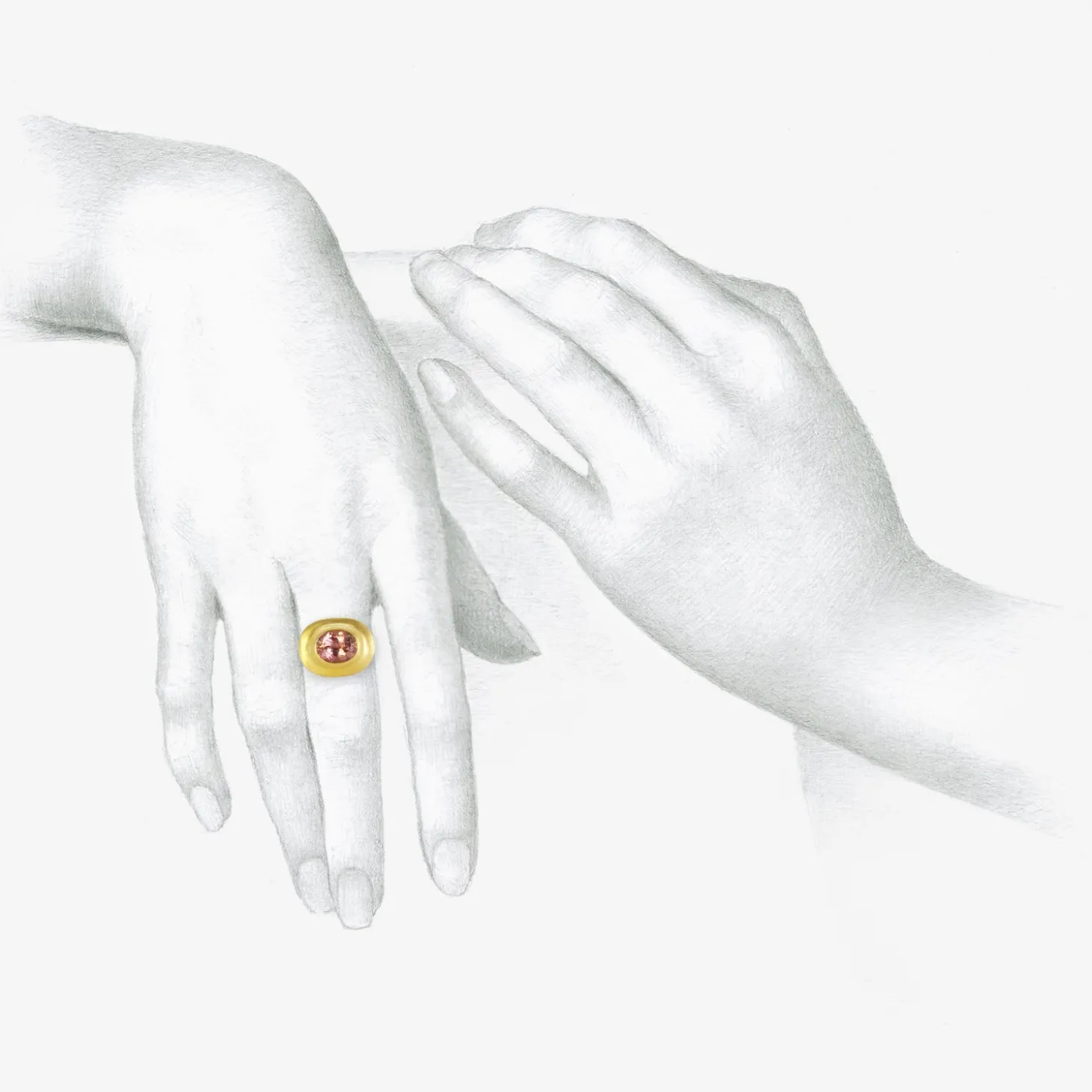 22k & faceted peach tourmaline masona ring, 4.52ct