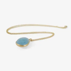 18k & faceted pear-shaped aquamarine pendant, 14.97ct