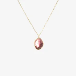 18k & faceted pink tourmaline pebble pendant, 7.17ct