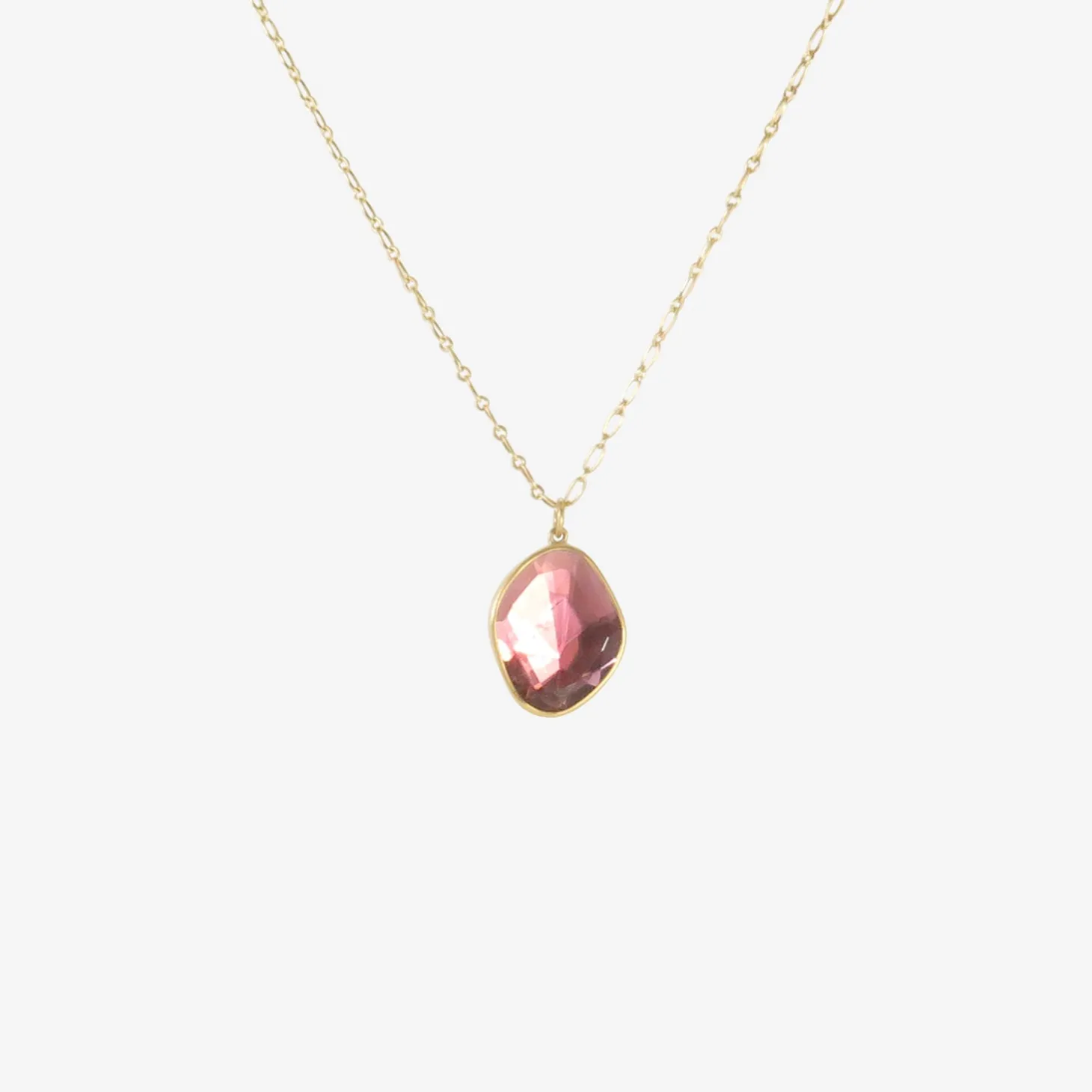 18k & faceted pink tourmaline pebble pendant, 7.17ct