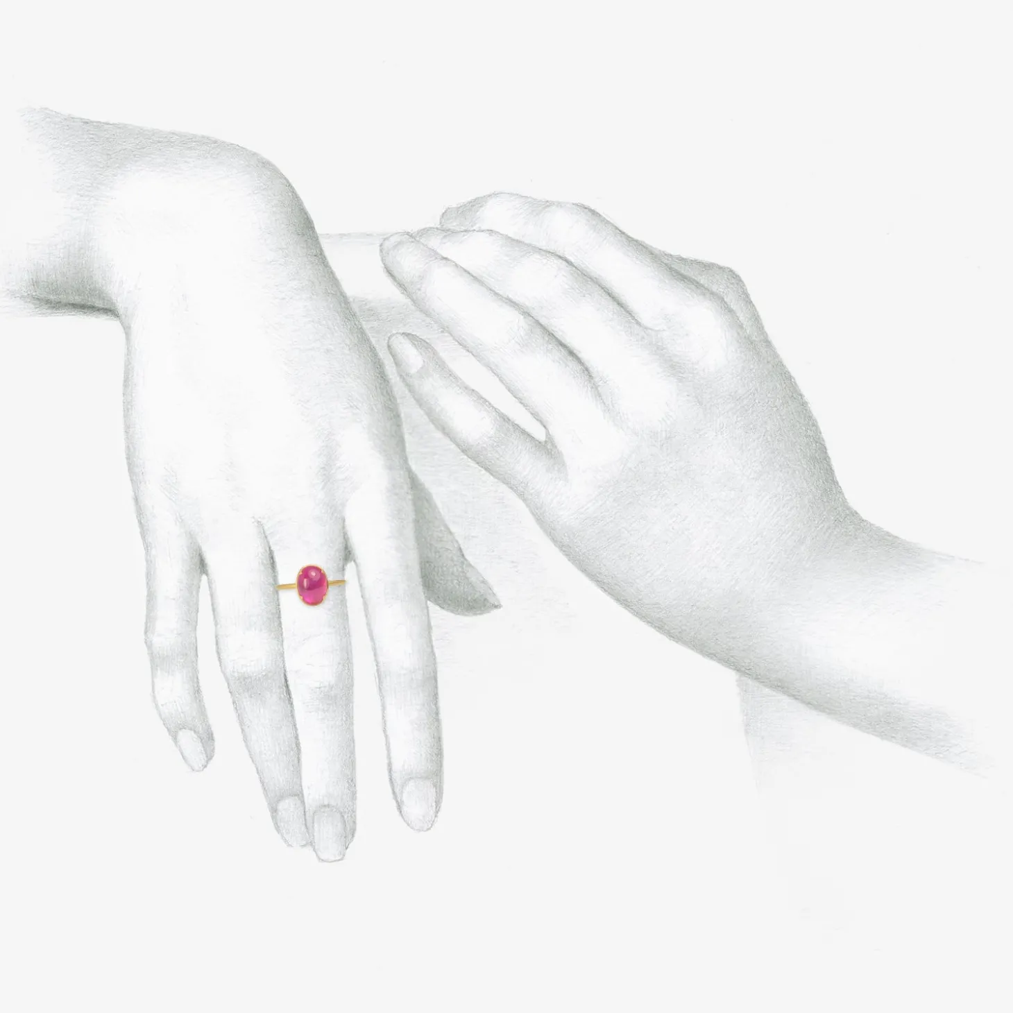 18k & fine oval ruby cabochon ring, 3.36ct