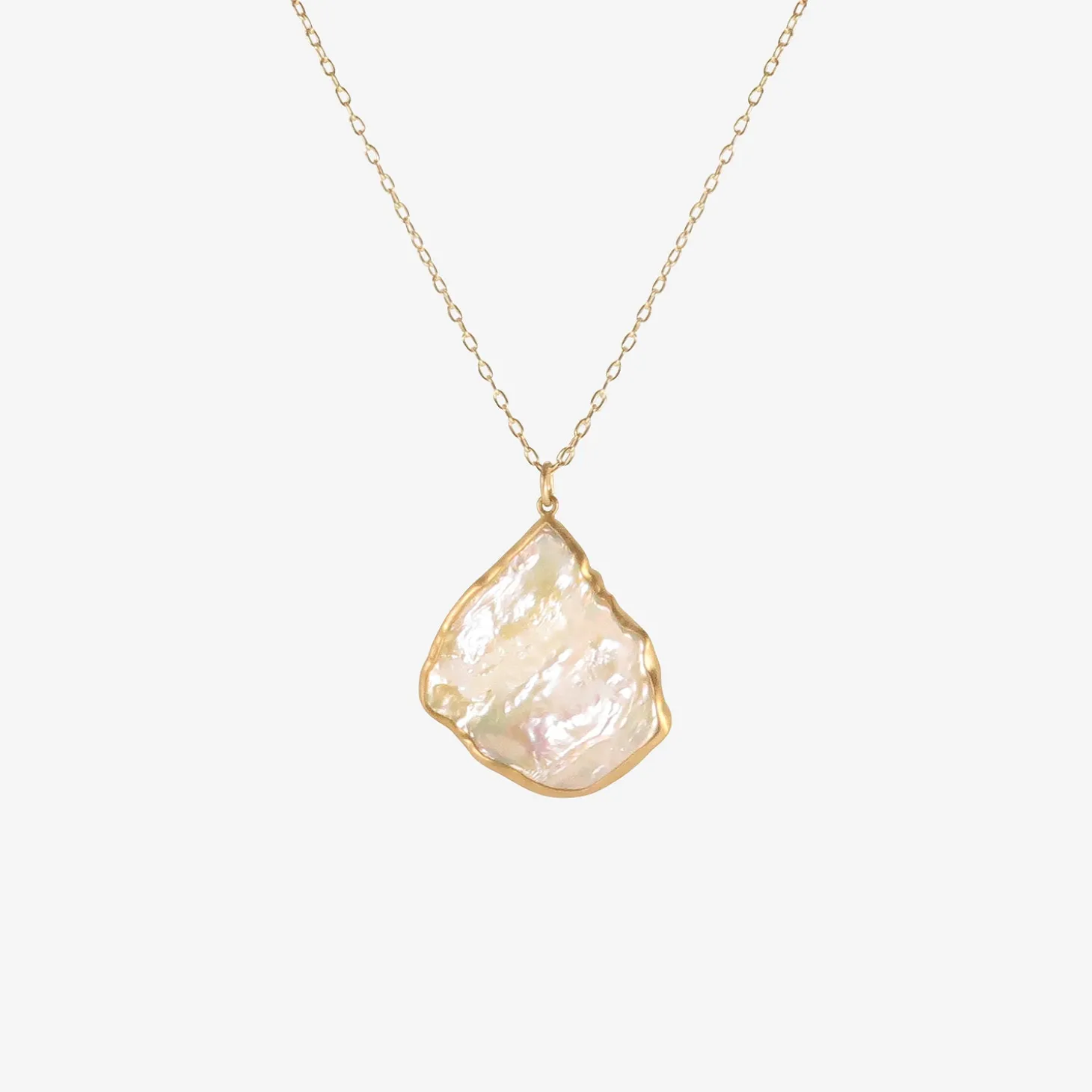 22k & freshwater keshi pearl pendant