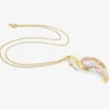18k & freshwater pearl swan pendant with blue sapphire briolette