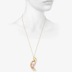 18k & freshwater pearl swan pendant with blue sapphire briolette