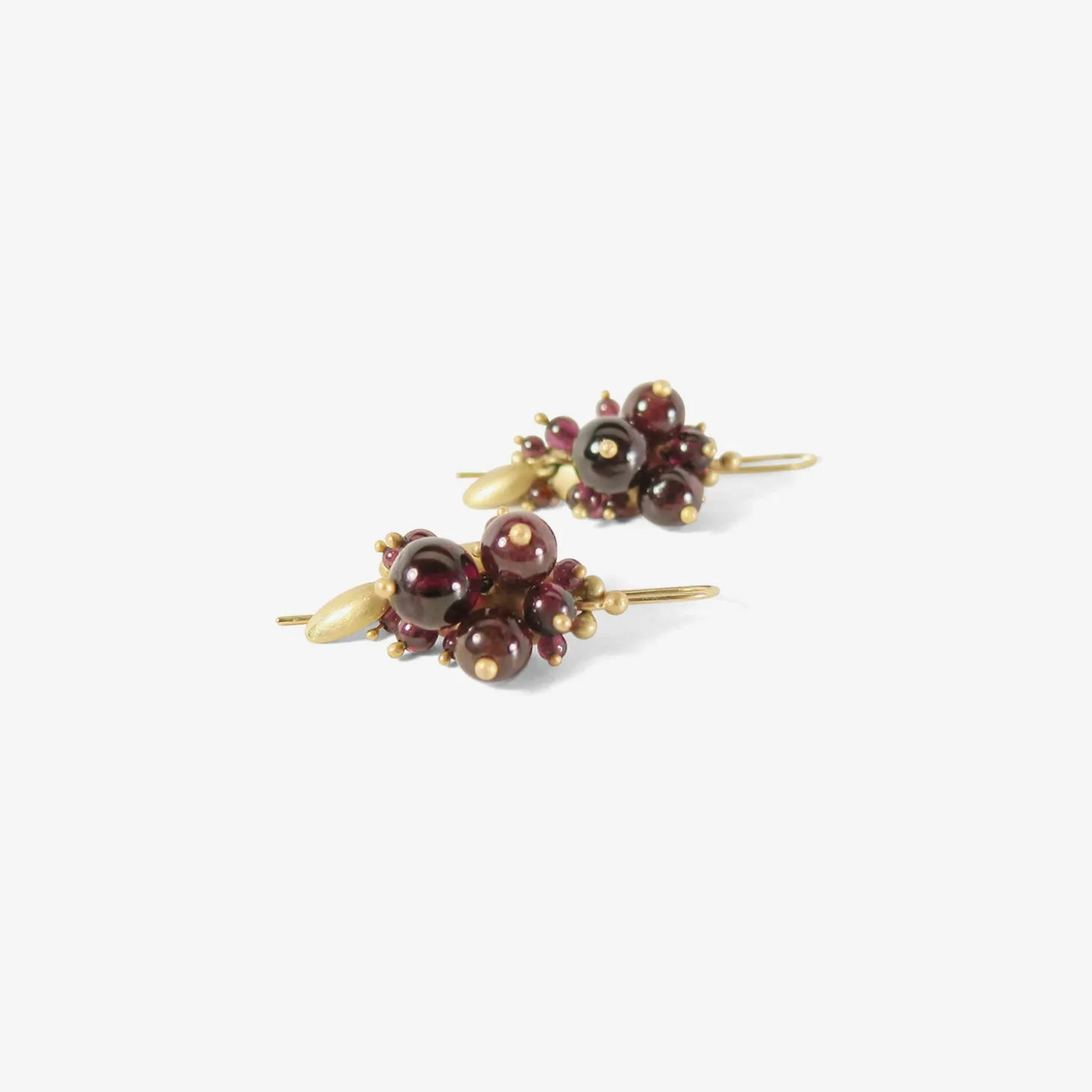 10k & garnet bug cluster earrings