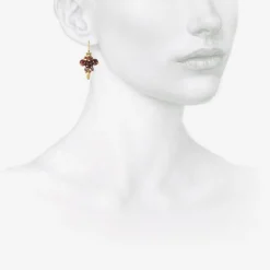 10k & garnet bug cluster earrings