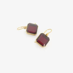 18k & garnet cube drop earrings, 13.22ct