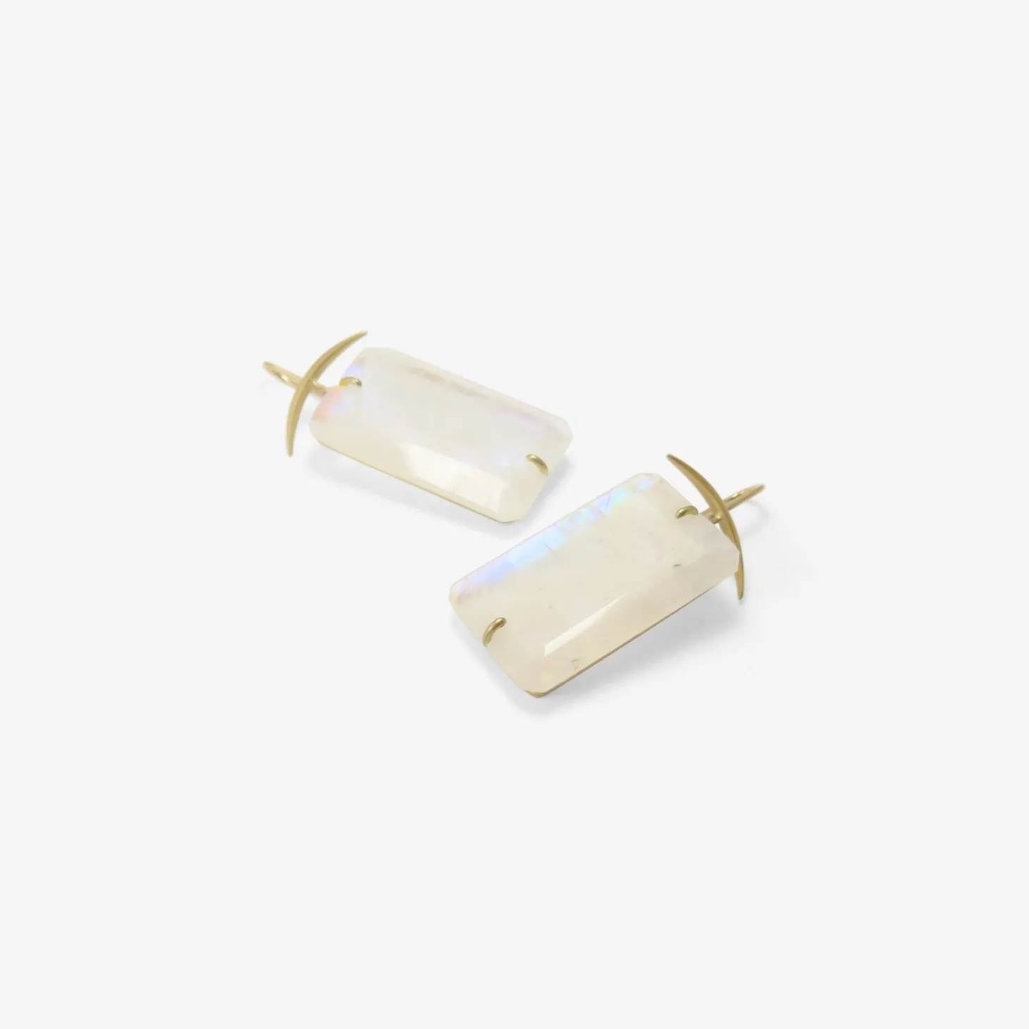18k & giant rectangular moonstone earrings