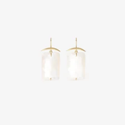 18k & giant rectangular moonstone earrings