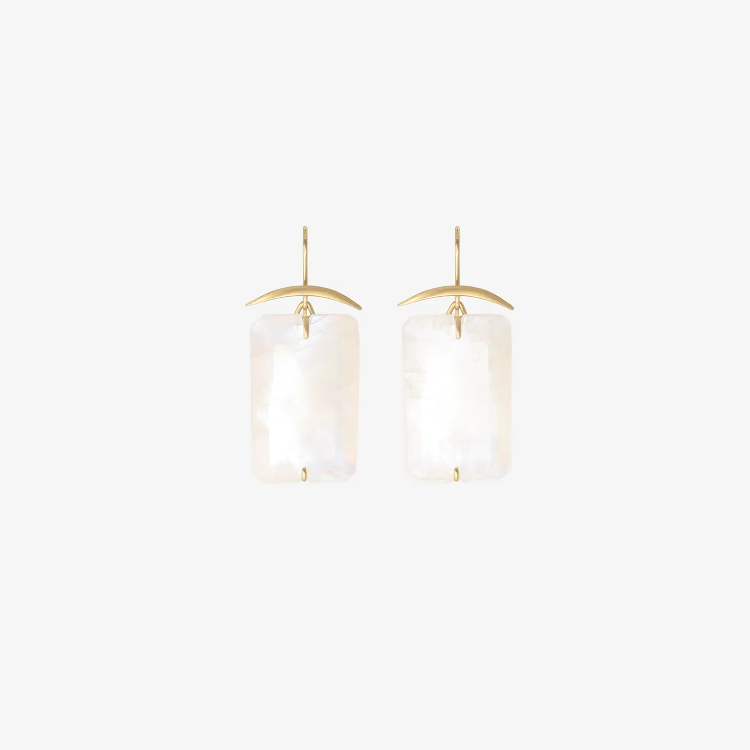 18k & giant rectangular moonstone earrings