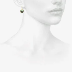 18k & green and blue checkered tourmaline cushion earrings, 4.81ct