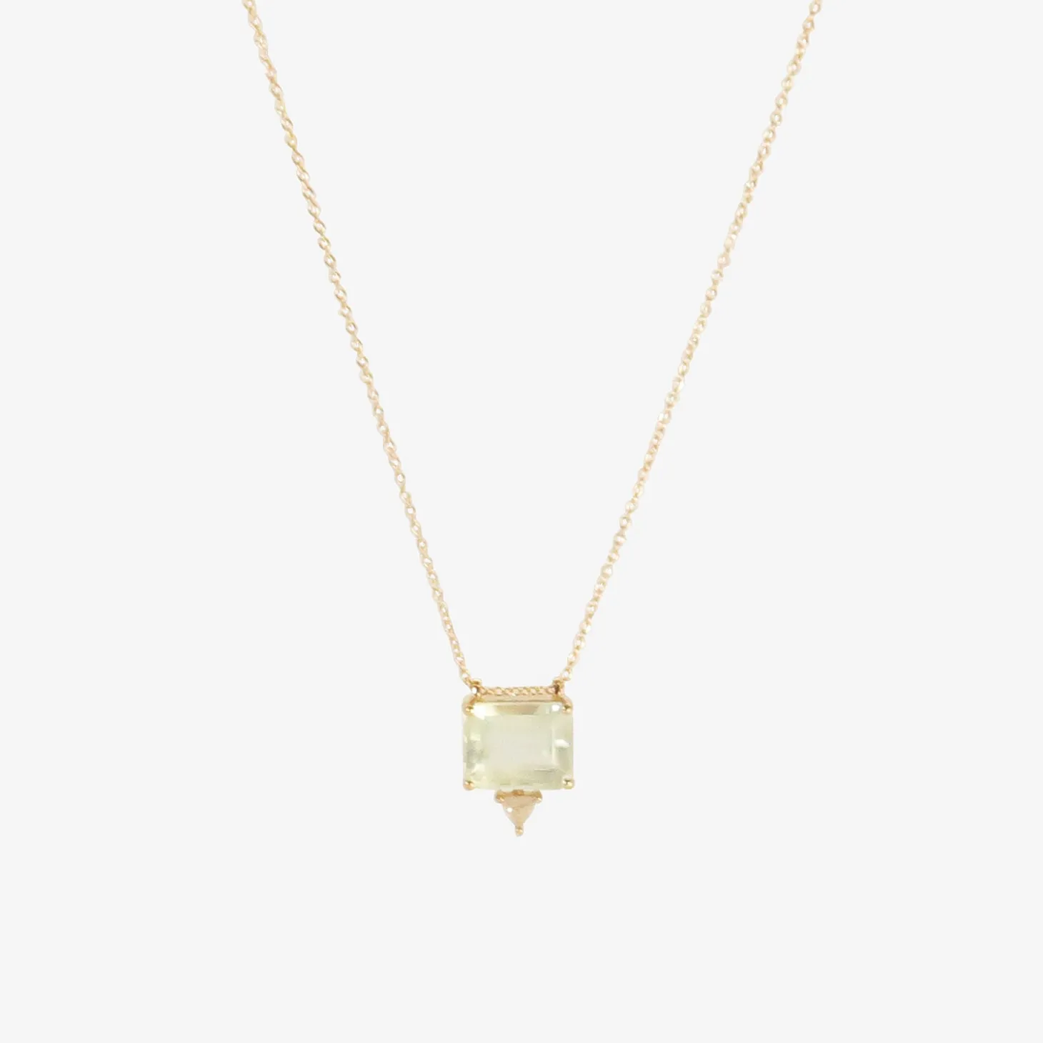 14k & green beryl story pendant necklace with rose-cut diamond, .10ct