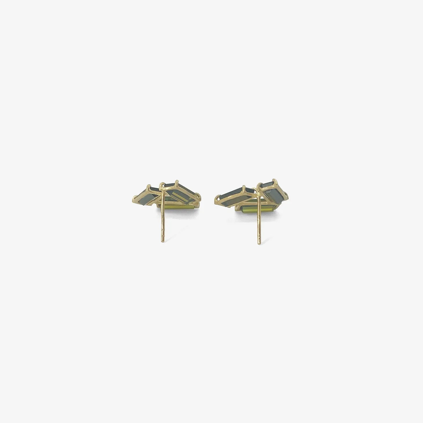 18k & green tourmaline baguette tile earrings