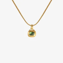 22k & green tourmaline capsa pillow pendant