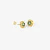 22k & green tourmaline cushion capsa studs