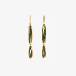 22k & green tourmaline double drop earrings, 8.16ct