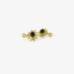 22k & green tourmaline large granulated bell earrings