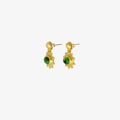 22k & green tourmaline large granulated bell earrings