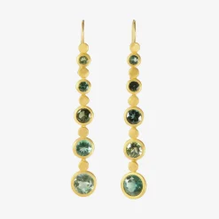 22k & green/blue tourmaline bubble drops, 9.50ct
