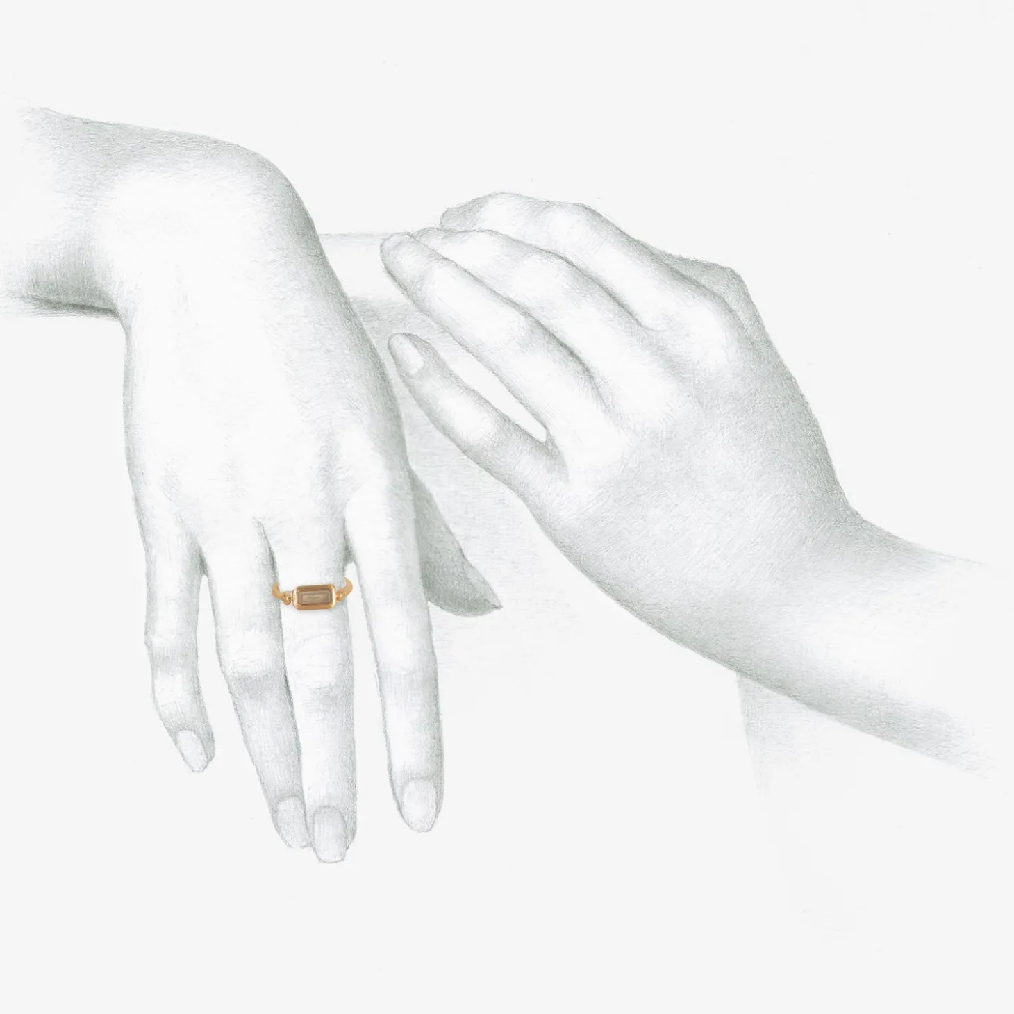 14k & grey baguette diamond empire ring, .71ct