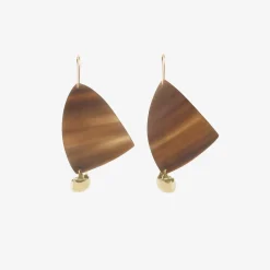 14k & hand-carved brown horn sailboats