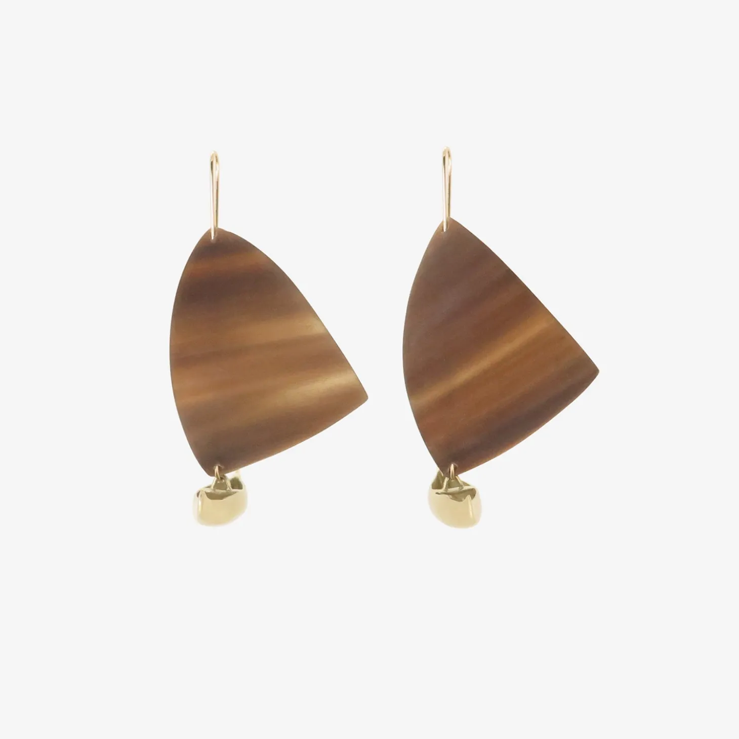 14k & hand-carved brown horn sailboats
