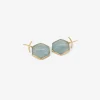 18k & hexagonal aquamarine earrings