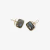18k & horizontal cushion-shaped labradorite earrings