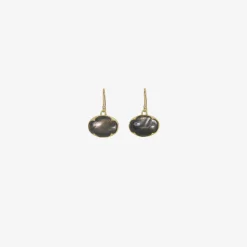 18k & horizontal oval black mother-of-pearl earrings