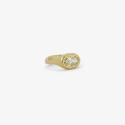 18k & horizontal oval full-cut diamond cast ring, 1.5ct