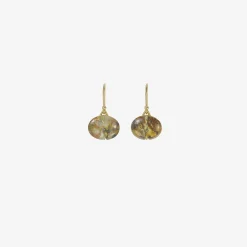 18k & horizontally-set dendritic quartz earring
