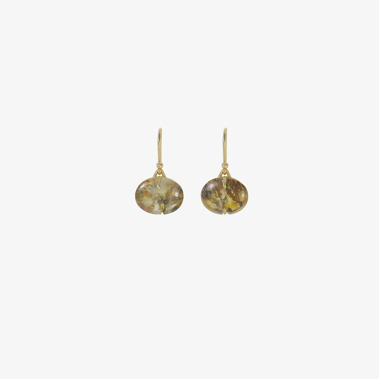 18k & horizontally-set dendritic quartz earring