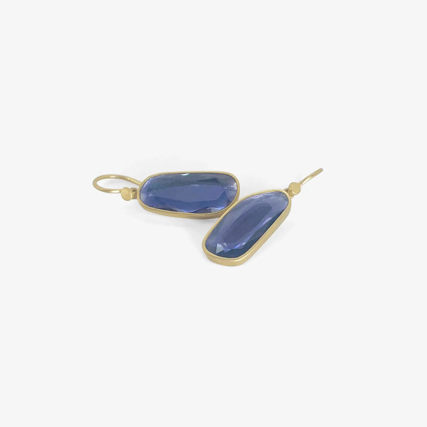 18k & iolite sequin pebble drop earrings, 4.45ct