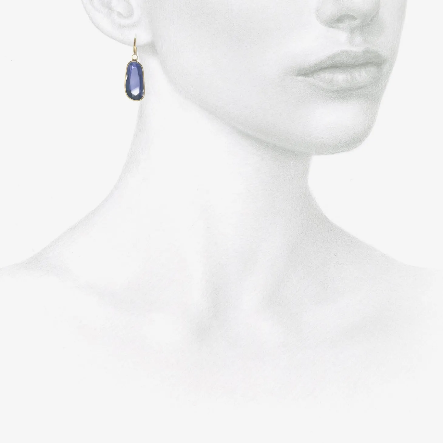 18k & iolite sequin pebble drop earrings, 4.45ct
