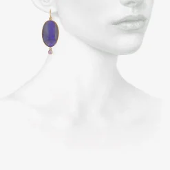 22k & large blue oval opal earrings with pink tourmaline drops
