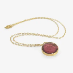 18k & large deep pink tourmaline sequin pendant, 9.51ct