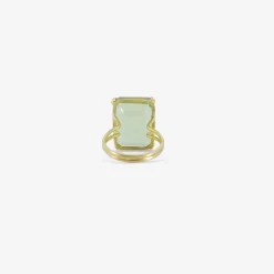 18k & large emerald-cut green beryl ring