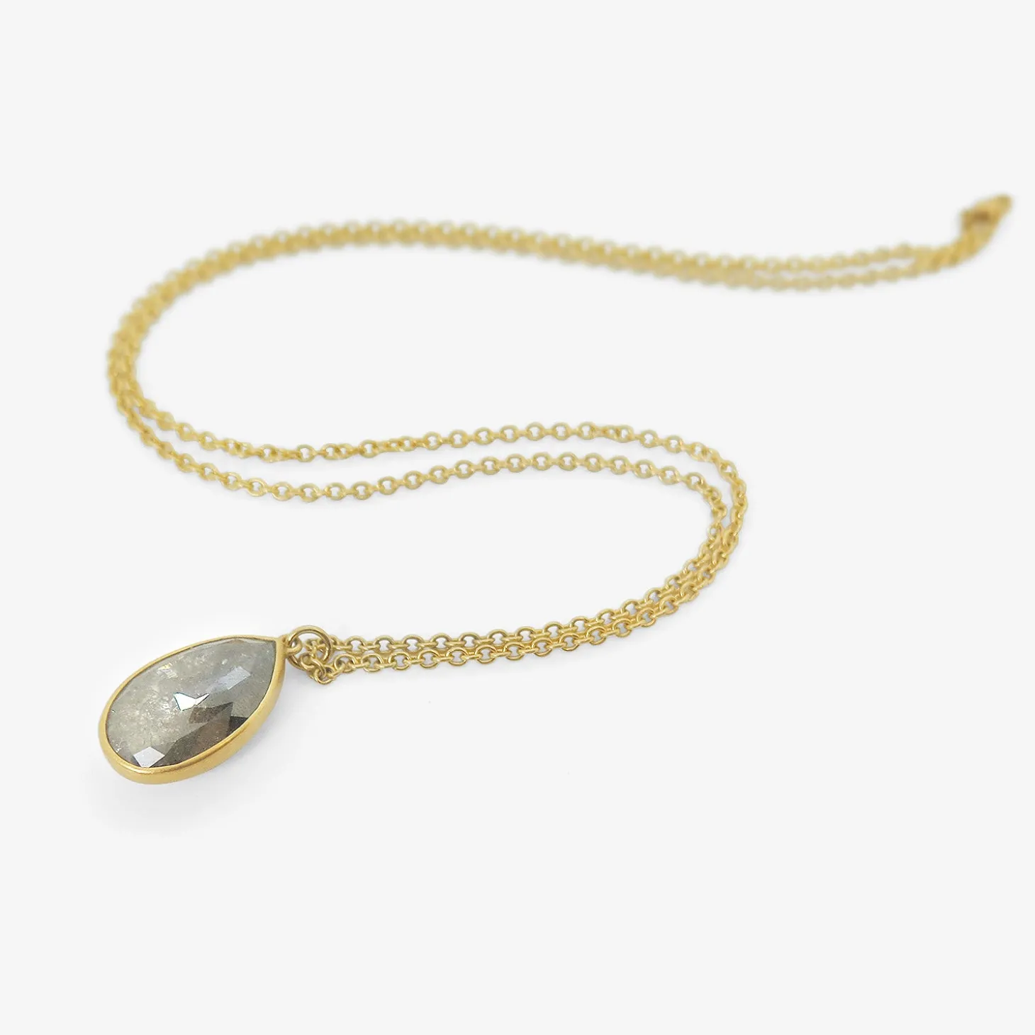 18k & large grey diamond teardrop pendant, 6.84ct